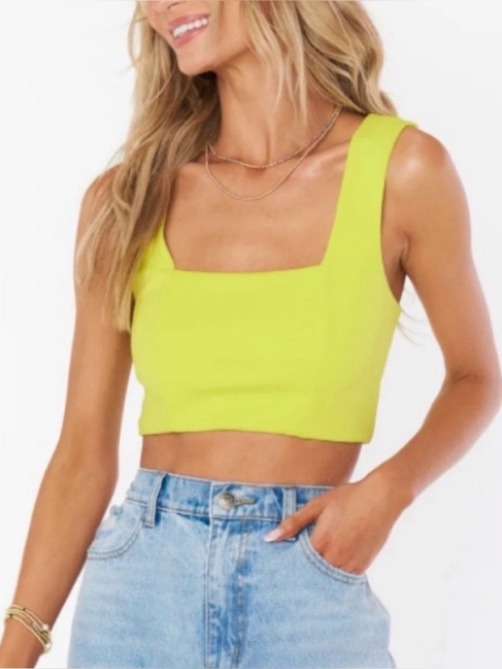 Show Me Your Mumu Ansley Neon Lime Green Crop Top Size Small Festival Rave